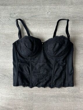 Vintage Triumph International Black Lace Corset Bustier Top // Y2K